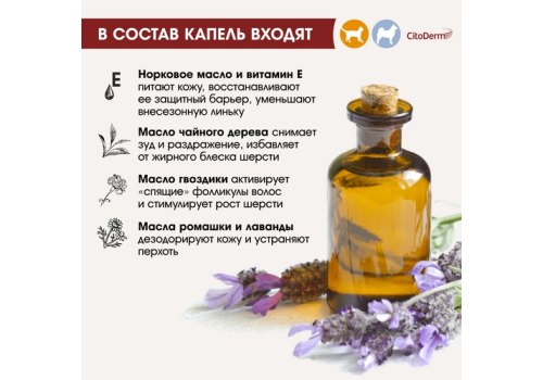 CitoDerm / Капли Цитодерм Дерматологические для кошек и собак весом до 10 кг