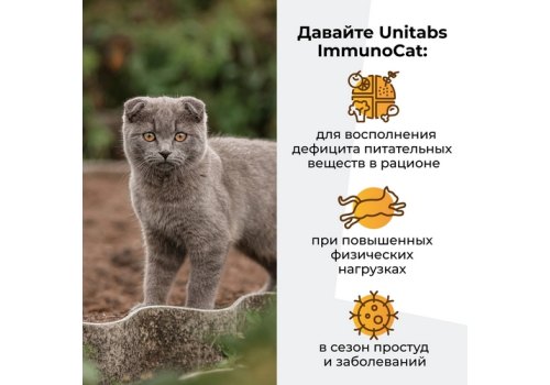 Unitabs ImmunoCat с Q10 / Витаминно-минеральный комплекс Юнитабс для кошек с Таурином