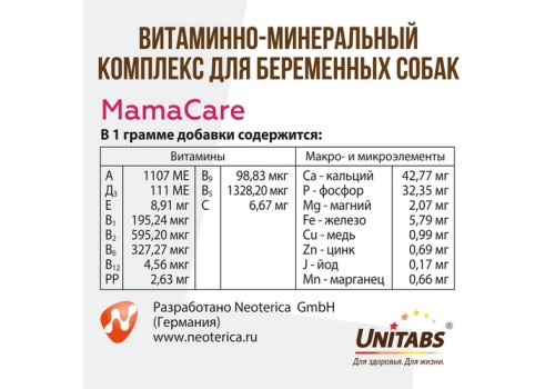 Unitabs МамаCare / Витаминно-минеральный комплекс Юнитабс для Беременных собак
