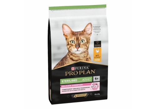 PRO PLAN STERILISED / Сухой корм ПРО ПЛАН для взрослых стерилизованных кошек с чувствительным пищеварением с курицей