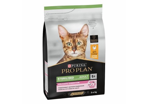 PRO PLAN STERILISED / Сухой корм ПРО ПЛАН для взрослых стерилизованных кошек с чувствительным пищеварением с курицей