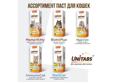Unitabs ImmunoCat с Q10 paste / Витаминно-минеральная паста Юнитабс для кошек с Таурином