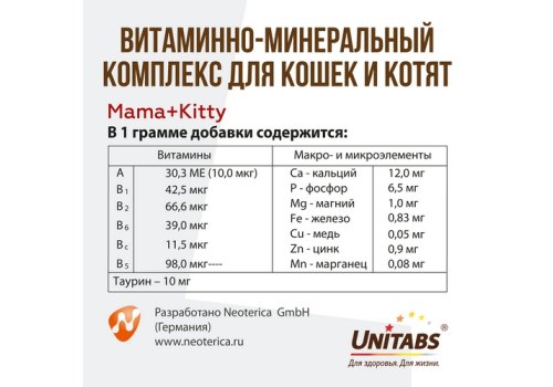 Unitabs Mama+Kitty paste / Витаминно-минеральная паста Юнитабс для Котят и беременных и кормящих кошек c Фолиевой кислотой