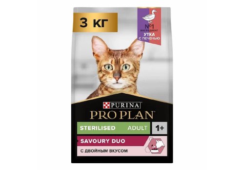 PRO PLAN STERILISED / Сухой корм ПРО ПЛАН для взрослых стерилизованных кошек с уткой и печенью