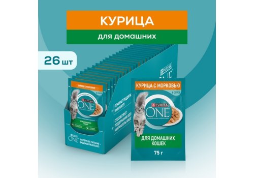 PURINA ONE HOUSECAT / Влажный корм Паучи Пурина УАН для взрослых кошек при домашнем образе жизни с курицей (цена за упаковку)