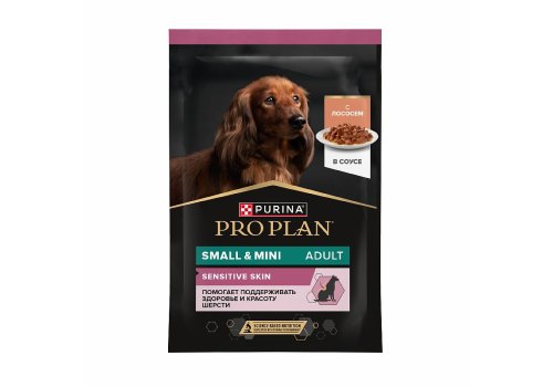 PRO PLAN OPTI SAVOUR / Влажный корм Паучи ПРО ПЛАН для взрослых собак мелких пород при чувствительном пищеварении с лососем (цена за упаковку)