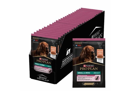 PRO PLAN OPTI SAVOUR / Влажный корм Паучи ПРО ПЛАН для взрослых собак мелких пород при чувствительном пищеварении с лососем (цена за упаковку)