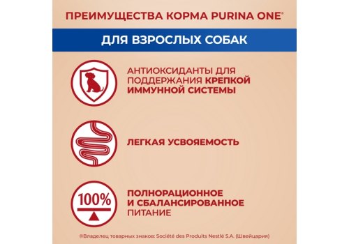 PURINA ONE ADULT / Влажный корм Паучи Пурина УАН для взрослых собак мелких пород с курицей (цена за упаковку)