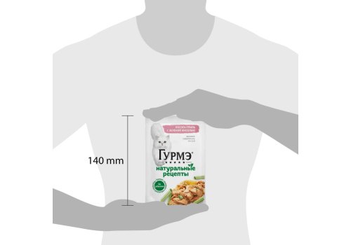 Гурмэ Натуральные рецепты / Влажный корм Паучи Пурина Гурмэ Натуральные рецепты для взрослых кошек с лососем (цена за упаковку)