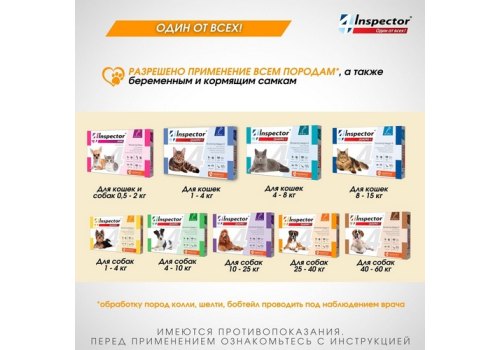 Inspector Quadro С / Капли Инспектор от Внешних и Внутренних паразитов для собак весом от 1 до 4 кг