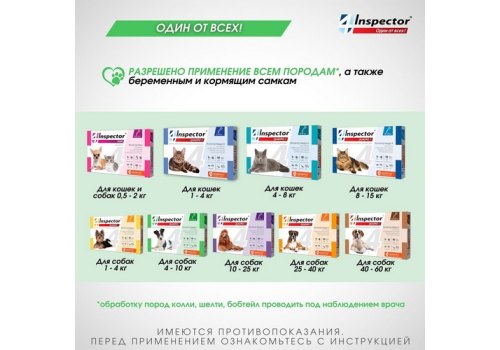 Inspector Quadro С / Капли Инспектор от Внешних и Внутренних паразитов для собак весом от 4 до 10 кг