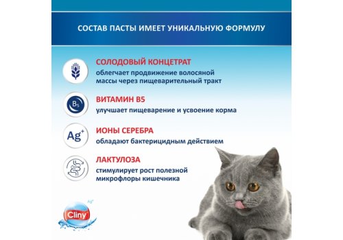 Cliny / Паста Клини с ионами Серебра и витамином В5 для кошек для Вывода Шерсти со вкусом Сыра Cliny / Паста Клини с ионами Серебра и витамином В5 для кошек для Вывода Шерсти со вкусом Сыра