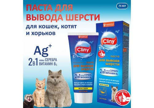 Cliny / Паста Клини с ионами Серебра и витамином В5 для кошек для Вывода Шерсти со вкусом Сыра Cliny / Паста Клини с ионами Серебра и витамином В5 для кошек для Вывода Шерсти со вкусом Сыра