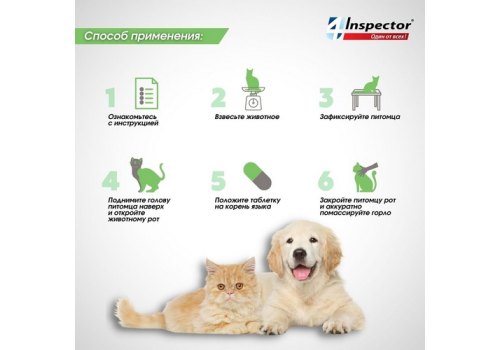 Inspector Quadro Tabs / Таблетки Инспектор от Внешних и Внутренних паразитов для кошек и собак весом от 2 до 8 кг Inspector Quadro Tabs / Таблетки Инспектор от Внешних и Внутренних паразитов для кошек и собак весом от 2 до 8 кг
