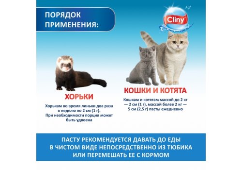 Cliny / Паста Клини с ионами Серебра и витамином В5 для кошек для Вывода Шерсти со вкусом Сыра Cliny / Паста Клини с ионами Серебра и витамином В5 для кошек для Вывода Шерсти со вкусом Сыра