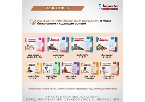 Inspector Quadro С / Капли Инспектор от Внешних и Внутренних паразитов для собак весом от 40 до 60 кг