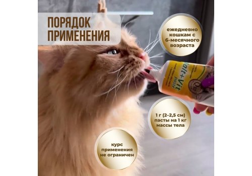 Unitabs Malt+Vit / Паста Юнитабс для кошек с Таурином для Вывода шерсти