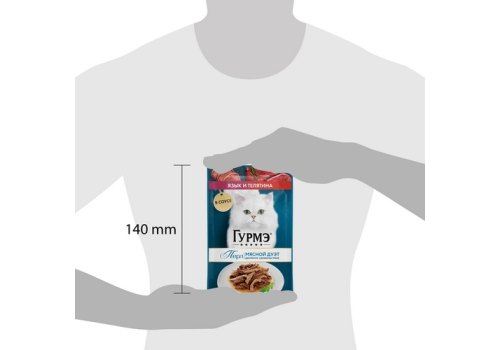 Гурмэ Перл / Влажный корм Паучи Пурина Гурмэ Перл Мясной Дуэт для взрослых кошек с языком и телятиной (цена за упаковку)