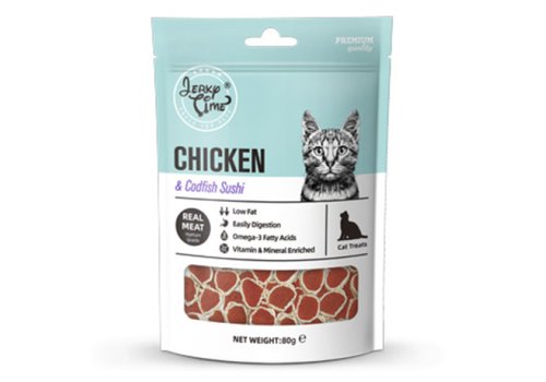 Wanpy Oven Roasted Chicken Jerky & Codfish Sushi / Лакомство Ванпи для кошек Суши из Курицы с треской Wanpy Oven Roasted Chicken Jerky & Codfish Sushi / Лакомство Ванпи для кошек Суши из Курицы с треской