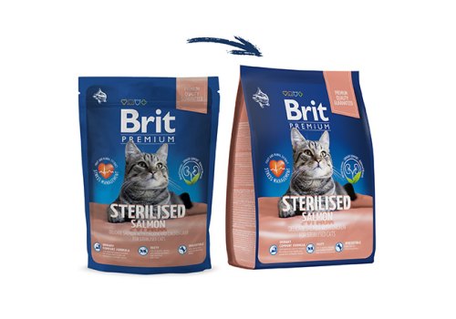 Brit Premium Sterilised Salmon&Chicken / Сухой корм Брит Премиум для Стерилизованных кошек Лосось Курица