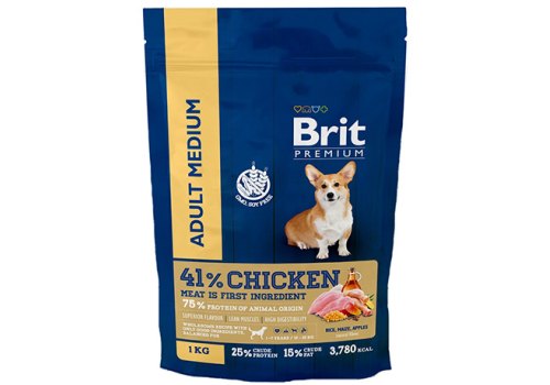 Brit Premium Adult Medium / Сухой корм Брит Премиум для взрослых собак Средних пород Курица