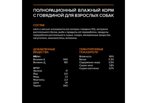 PRO PLAN EVERYDAY NUTRITION ADULT SMALL&MINI / Влажный корм Паучи ПРО ПЛАН для взрослых собак Мелких и Карликовых пород с Говядиной в соусе (цена за упаковку)