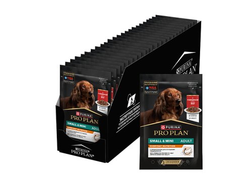 PRO PLAN EVERYDAY NUTRITION ADULT SMALL&MINI / Влажный корм Паучи ПРО ПЛАН для взрослых собак Мелких и Карликовых пород с Говядиной в соусе (цена за упаковку)