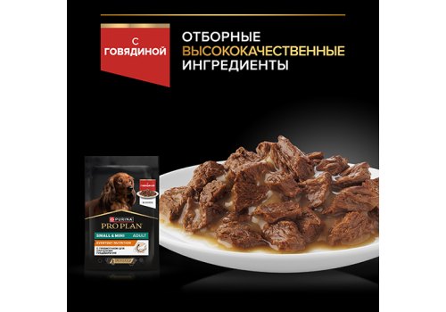 PRO PLAN EVERYDAY NUTRITION ADULT SMALL&MINI / Влажный корм Паучи ПРО ПЛАН для взрослых собак Мелких и Карликовых пород с Говядиной в соусе (цена за упаковку)