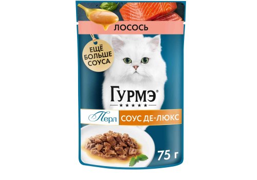 Гурмэ Перл / Влажный корм Паучи Пурина Гурмэ Перл Соус Де-люкс для взрослых кошек с лососем (цена за упаковку)