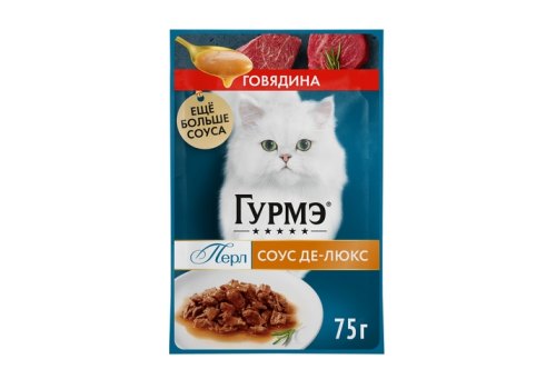 Гурмэ Перл / Влажный корм Паучи Пурина Гурмэ Перл Соус Де-люкс для взрослых кошек с говядиной (цена за упаковку)