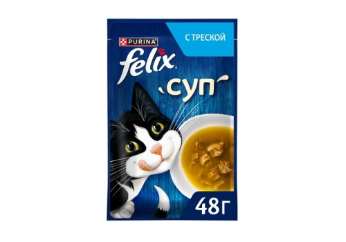 FELIX СУП / Влажный корм Паучи Пурина Феликс Суп для взрослых кошек с треской (цена за упаковку)