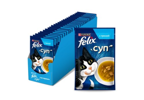 FELIX СУП / Влажный корм Паучи Пурина Феликс Суп для взрослых кошек с треской (цена за упаковку)