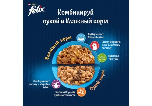 FELIX ПРИРОДА ВКУСА / Влажный корм Паучи Пурина Феликс Природа вкуса для взрослых кошек с курицей (цена за упаковку)
