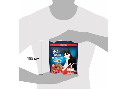 FELIX ДВОЙНАЯ ВКУСНЯТИНА / Сухой корм Пурина Феликс для взрослых кошек с мясом