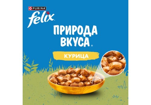 FELIX ПРИРОДА ВКУСА / Влажный корм Паучи Пурина Феликс Природа вкуса для взрослых кошек с курицей (цена за упаковку)