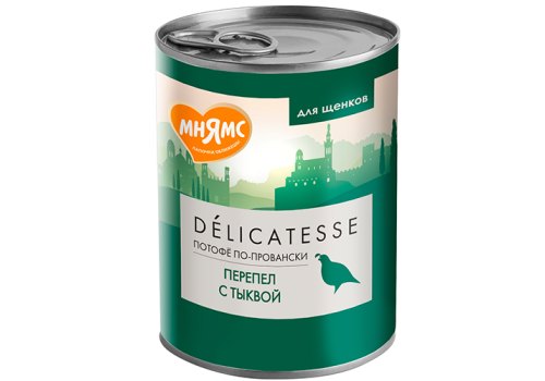Мнямс Влажный корм Консервы для Щенков всех пород  Потофё по-провански Перепёлка с тыквой (цена за упаковку)