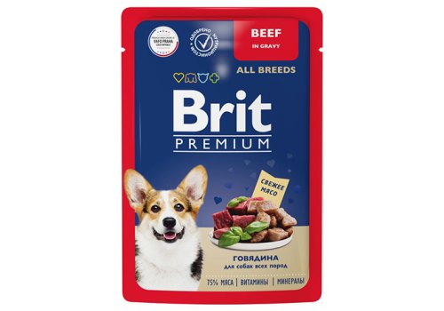 Brit Premium All Breeds / Паучи Брит Премиум для взрослых собак всех пород Говядина в соусе (цена за упаковку)
