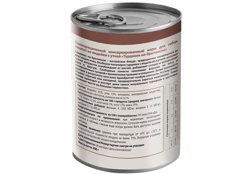 Мнямс Влажный корм Консервы для собак всех пород Турдакен по-британски Индейка с уткой (цена за упаковку)