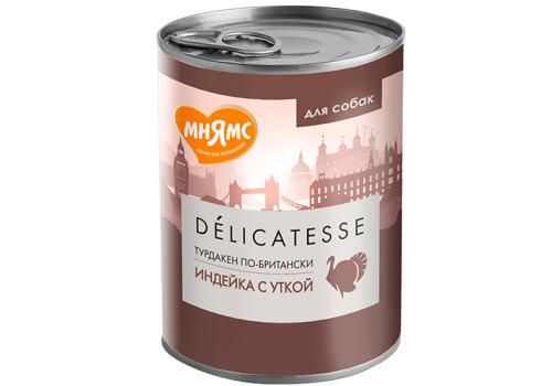 Мнямс Влажный корм Консервы для собак всех пород Турдакен по-британски Индейка с уткой (цена за упаковку)