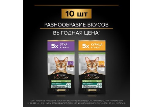 PRO PLAN STERILISED / Влажный корм Паучи ПРО ПЛАН для Стерилизованных кошек Курица в соусе Утка в соусе (цена за упаковку)