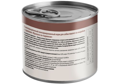 Мнямс Влажный корм Консервы для собак всех пород Фрикасе по-парижски Индейка с травами (цена за упаковку)