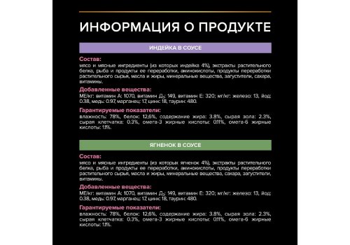 PRO PLAN DELICATE / Влажный корм Паучи ПРО ПЛАН для кошек с Чувствительным пищеварением Индейка в соусе Ягненок в соусе (цена за упаковку)