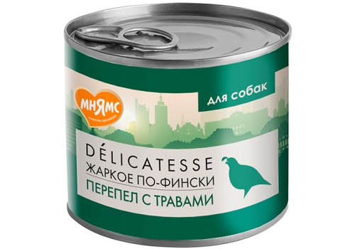 Мнямс Влажный корм Консервы для собак всех пород Жаркое по-фински Перепёлка с травами (цена за упаковку)