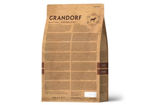 Grandorf Holistic & Hypoallergenic Medium Maxi Duck & Turkey / Сухой корм Грандорф Беззерновой для взрослых собак Средних и Крупных пород Утка Индейка