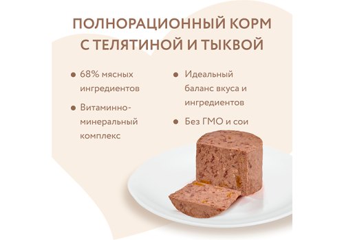 Мнямс Влажный корм Консервы для Щенков всех пород  Асадо по-аргентински Телятина с тыквой (цена за упаковку)