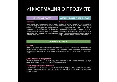 PRO PLAN DELICATE / Влажный корм Паучи ПРО ПЛАН для кошек с Чувствительным пищеварением Ассорти вкусов Индейка, Океаническая рыба, Ягненок в соусе (цена за упаковку)