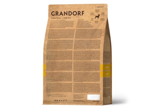 Grandorf Holistic & Hypoallergenic Mini Probiotic 4 meat / Сухой корм Грандорф Низкозерновой с Живыми Пробиотиками для собак Мелких пород 4 Мяса с рисом