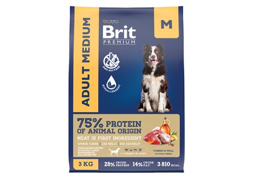 Brit Premium Adult Medium / Сухой корм Брит Премиум для взрослых собак Средних пород Индейка Телятина