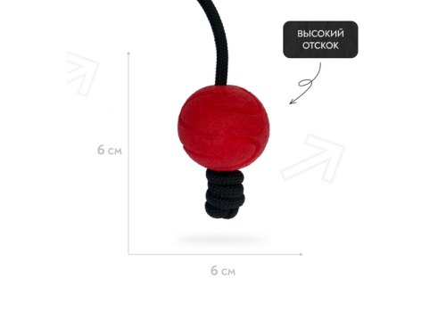 Mr.Kranch / Игрушка Мистер Кранч для собак Мяч на шнуре красный