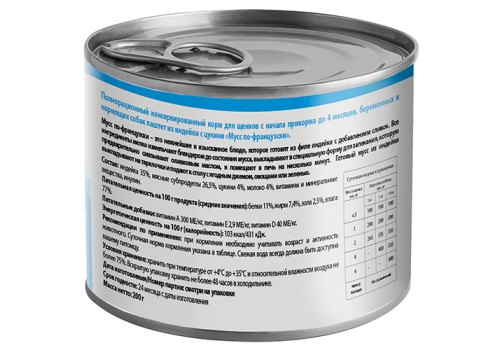 Мнямс Delicatesse Starter Влажный корм Консервы для Щенков Мусс по-французски Индейка с цукини (цена за упаковку) Мнямс Delicatesse Starter Влажный корм Консервы для Щенков Мусс по-французски Индейка с цукини (цена за упаковку)